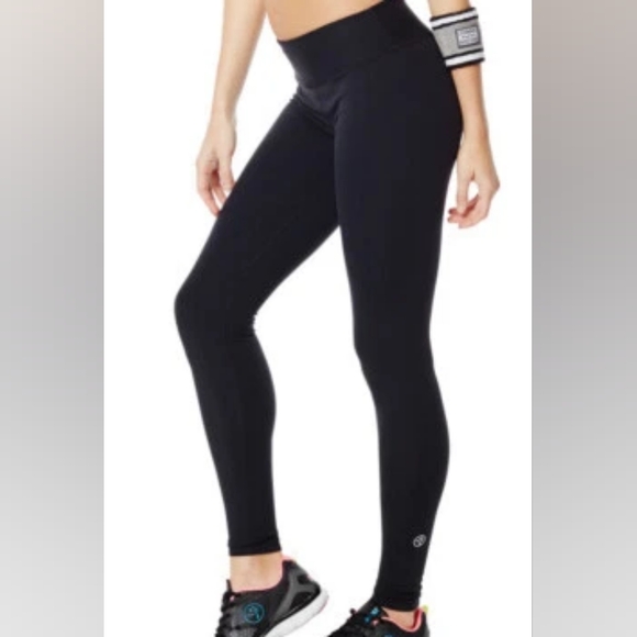 Zumba Fitness Sleek Black Leggings NWOT - Picture 1 of 5